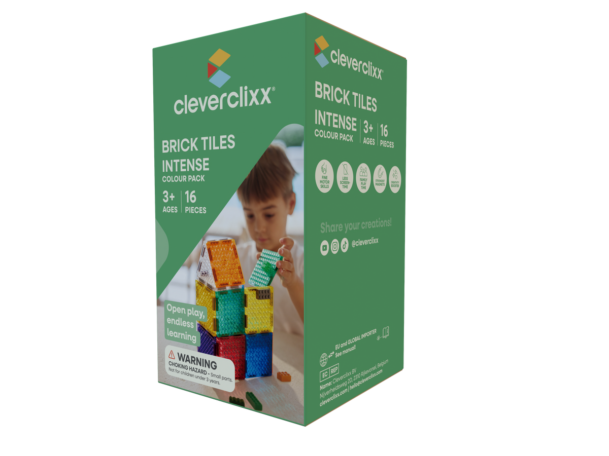 Cleverclixx Brick Tiles Pack Intense - piastrelle magnetiche mattoncino - 16 pezzi - foto 1