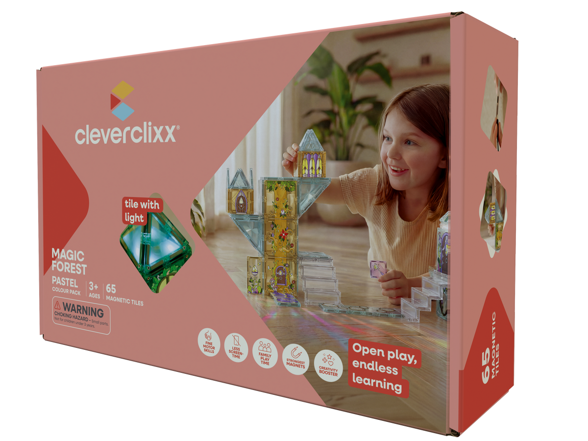 Cleverclixx Magic Forest Pack Pastel - piastrelle magnetiche bosco incantato - 65 pezzi - foto 1