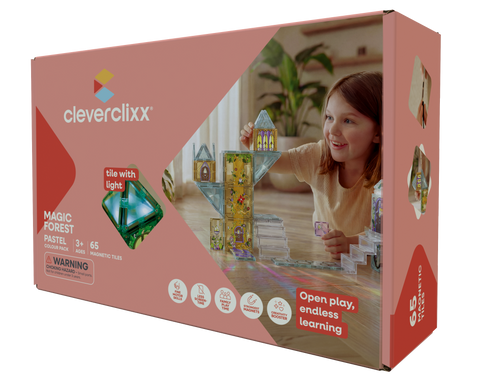 Cleverclixx Magic Forest Pack Pastel - piastrelle magnetiche bosco incantato - 65 pezzi - foto 1