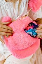 Great Pretenders Borsetta a cuore pelosa fucsia - foto 3