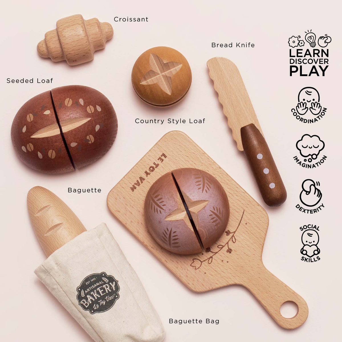 Le Toy Van Set pane artigianale con coltello e tagliere in legno - foto 3